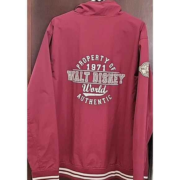 DISNEY PARKS WDW Varsity Zip Up Jacket Burgundy EST 71 Logo Pockets XXL 1971 - Picture 7 of 7